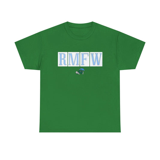 Unisex RMFW Graphic Tee — Collegiate Block Letters with Helmet Icon